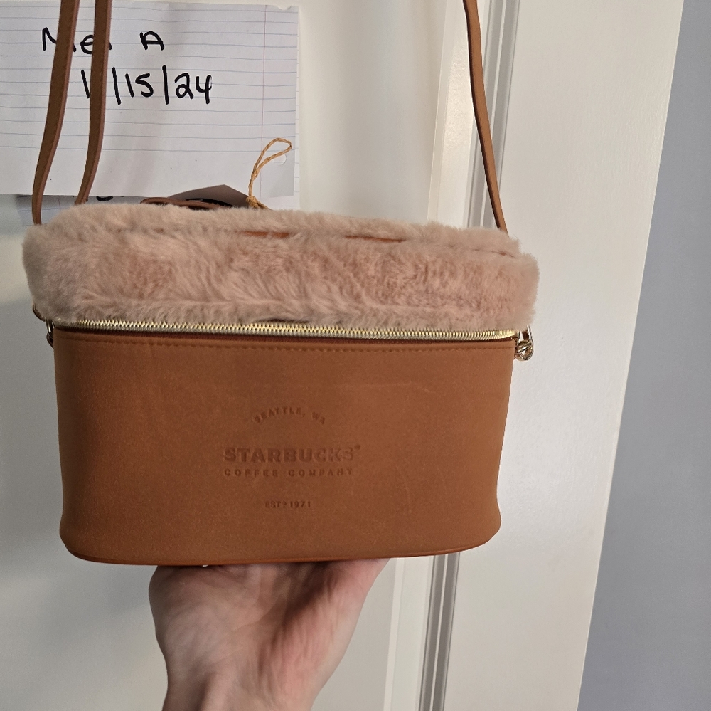 Starbucks faux fur and faux suede purse